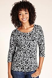 34 Sleeve Leopard Print Burnout Top