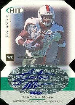 Santana Moss Autographed/Hand Signed football card (Miami) 2001 SAGE HIT Rookie #A6