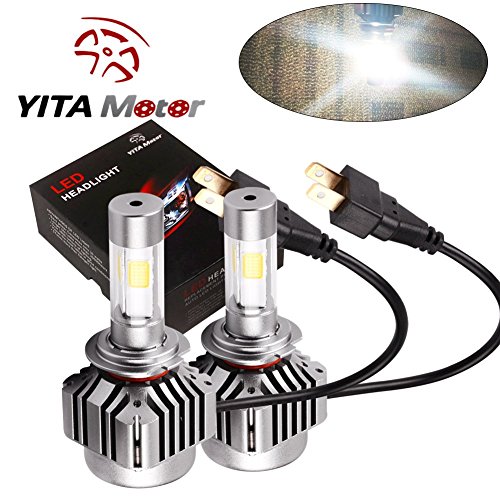 YITAMOTOR H7 LED Headlight Conversion Kit 80W 8000LM 4 Side COB Head Light Single Beam High Low Kit Cool White 6000K Fog Light Bulbs