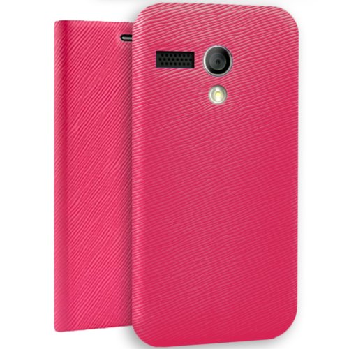 YESOO Motorola Moto G Google Phone Unique Suction Cup Closure PU Leather Case With Flip Stand Protective Cover And Soft Interior (YESOO Retail Packaging) (Pink)
