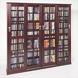 Leslie Dame Glass Sliding 4 Door Multi-Media Storage Cabinet MS-1400 Dark C ....