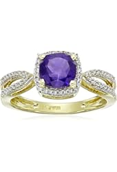 10k Yellow Gold and White Diamond Birthstone Ring (1/10 cttw, I-J Color, I2-I3 Clarity)