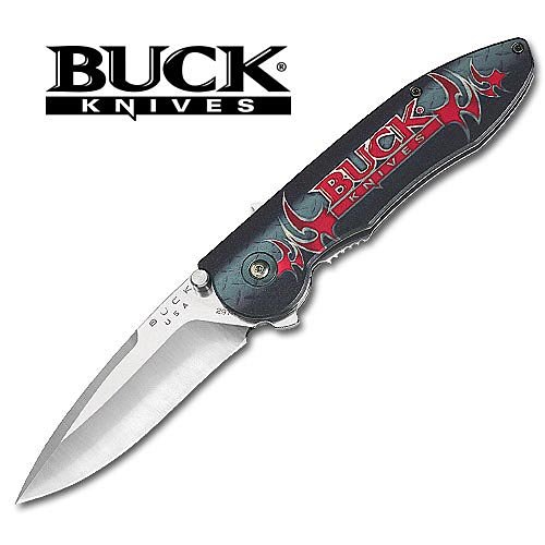 Buck Drop Point Folding Knife w Gothic Logo by Buck