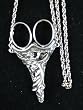 Victorian English Heirloom Corine Pewter Sewing Chatelaine Scissors