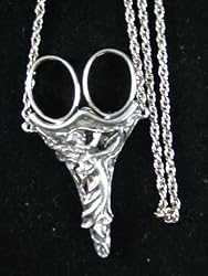 Victorian English Heirloom Corine Pewter Sewing Chatelaine Scissors