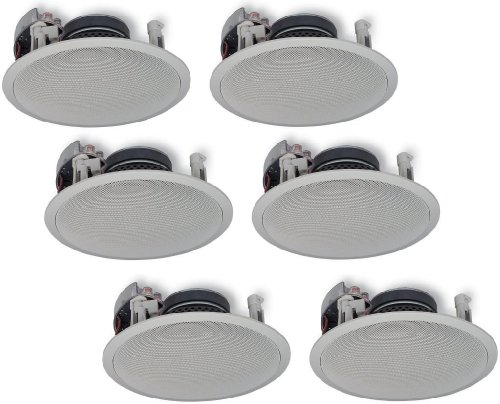 Yamaha Natural Sound Custom Easy-to-install In-Ceiling Flush Mount 2-Way 150 watts Speaker (Set of 6) with 8 Kevlar Cone Woofers & 1 Swivel Titanium Dome Tweeter Designed for A Large Size Room, 3 Smaller Rooms or 6 Small Rooms