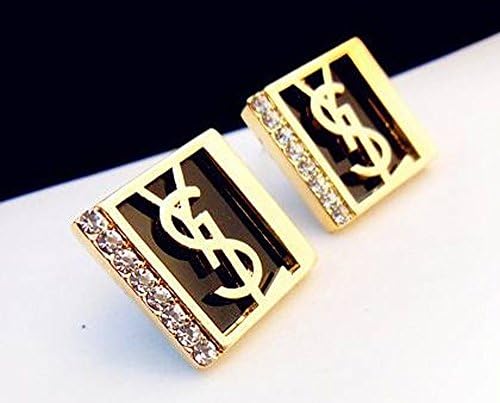 Squares Gilt Metal Earrings,white Crystals Embedded Around the Square,beautiful Sparkling Shine Emitting.