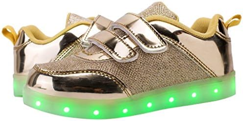 Tokee Kid Led Light Up Shoes Double Hook and Loop Closure USB Cable Charging Glowing Sneakers