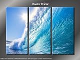 Framed Huge 3 Panel Modern Nature Art Ocean Wave Giclee Canvas Print