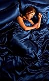 Passion Faux Silk Blue 6 piece Satin Duvet Cover Set Double Bed