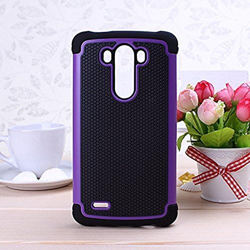 Weview(TM)LG G3 Case,PC + TPU Combo Case Cover Skin Shell [Triple Defender] Layered Armor Back Cover Case for LG G3+free Black Stylus+Two LG G3 Screen Protectors +Fishbone Cable Winder(Purple)