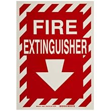 Brady 86091 14" Height, 10" Width, B-302 High Performance Polyester, White On Red Color Fire Sign, Legend "Fire Extinguisher With Picto"