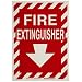 Brady 86091 14" Height, 10" Width, B-302 High Performance Polyester, White On Red Color Fire Sign, Legend "Fire Extinguisher With Picto"