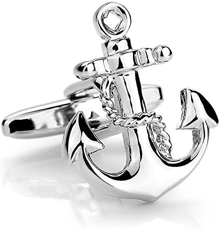 ACCSHINE Silver Anchor French Shirt Cufflinks with a Black Gift Box