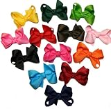 Hair Bows ~ Baby Size GrosGrain Tied Bow (14 Assorted Colors) ~ Great Stocking Stuffers