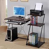 Espresso Multi-level Station with Tri-level Shelving Computer Desk