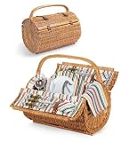 Outdoor Living : Barrel - Riviera Stripe Deluxe Basket Picnic Picnic Baskets