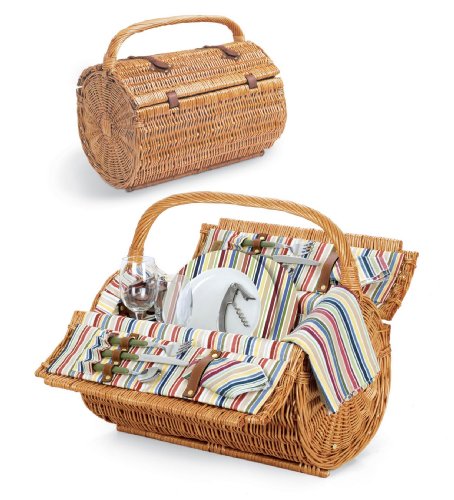 Picnic Time Barrel - Riviera Stripe Deluxe Basket - Model 223-25-990