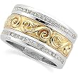 14K Two-Tone Gold Etruscan Style Diamond Ring/Band - 1.00 Ct.