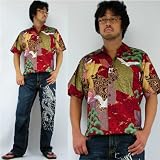 【絡繰魂】和柄 芸者 鶴 アロハシャツ Made in Hawaii 292951