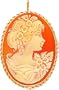 14K Yellow Gold Shell Cameo Pendant Pin Jewelry New |G