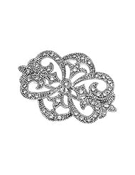 1/4 ct tw Vintage-Style Openwork Diamond Brooch in 14k White Gold