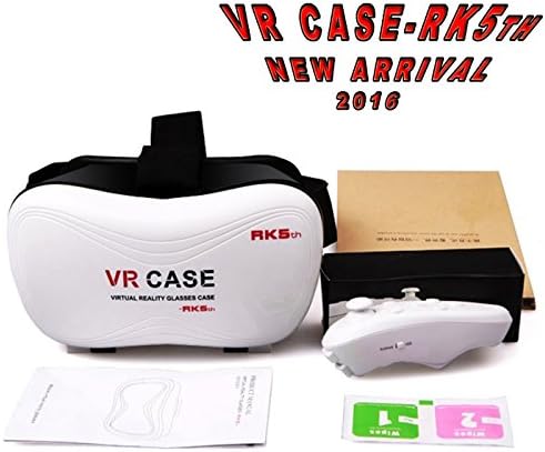 UKINDA VR Case 5.0 with Bluetooth Remote Controller Gamepad, 2016 Version Virtual Reality 3D VR Headset for iPhone Samsung Galaxy and All other 3.5-6.0 inch iOS Android Smartphones, White