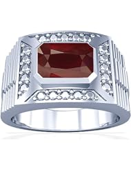 14K White Gold Emerald Cut Ruby Solitaire Ring