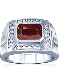 18K White Gold Emerald Cut Ruby Solitaire Ring
