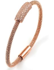 Sterling Silver Magnetic Beaded Cubic Zirconium Bangle