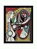IMAGE OF Art Reproduction Oil Painting - Girl Before a Mirror with New Age Wood Frame - Black Finish - 34.75