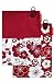 Kitchen & Housewares : Typhoon Red Botanical Set of 2 Cotton Tea Towels Magnetic Tab