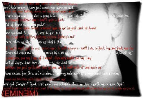 20*30 Cushion Case, Eminem Quotes Song Words Custom Zippered Standard Size Pillowcase 20*30(two sides) by LADY BEAR