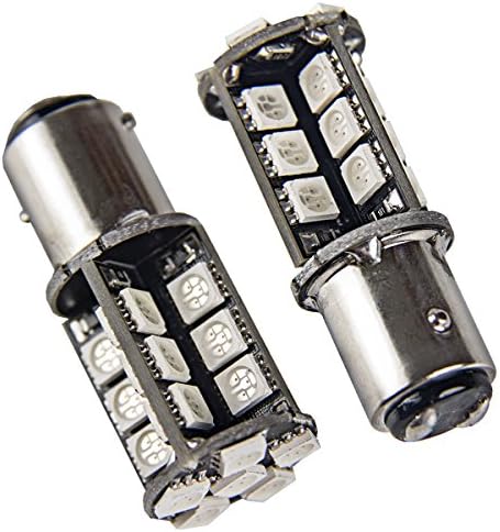 Groupbuy 1157 BAY15D 5050 SMD 30-LED Vehicle Car Tail Stop Brake Light Bulb Supper bright Red 12V Color White Red For Choice (2-Pack, Red)