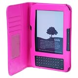 GTMax Leather Protector Cover Case with CC slot - Hot Pink for Kindle 3 3G + Wi-Fi 3rd Generation
