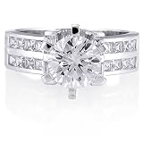 Sterling Silver Ring 925 Round Cubic Zirconia CZ Wedding Engagement Ring - Ideal Gift For Anniversary, Engagement, Wedding, Birthday, Romantic For Her