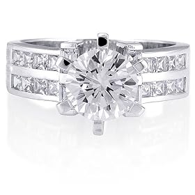 Sterling Silver Ring 925 Round Cubic Zirconia CZ Ring - Ideal Gift For Mother, For Her, Birthday, Anniversary, Bridal, Wedding, Engagement