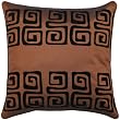 Decorative Handmade Cushion Cover / Pillow Sham With Contemporary Black Swirl Design - Brown