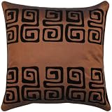 Decorative Handmade Cushion Cover / Pillow Sham With Contemporary Black Swirl Design - Brown