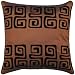 Decorative Handmade Cushion Cover / Pillow Sham With Contemporary Black Swirl Design - Brown