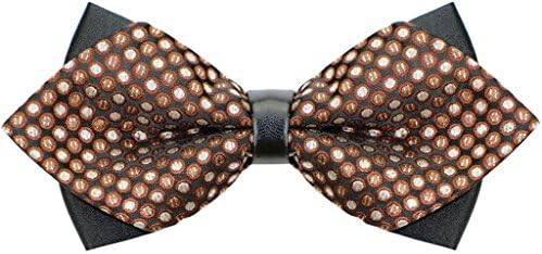 PAN PA Men's Bow Tie Polka Dot Woven Pointed Head Brown
