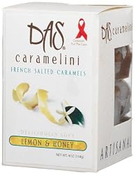 Das Caramelini French Salted Caramels, Lemon & Honey, 4-Ounce Boxes (Pack of 3)