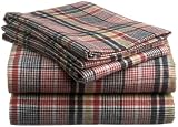 Pinzon 160-Gram Yarn-Dyed Flannel Queen Sheet Set, Red Plaid