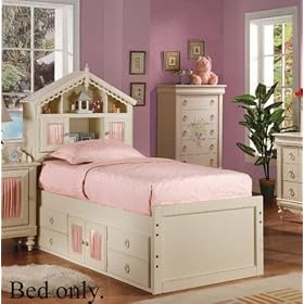 Full Size Bed with Storage Drawers White Finish