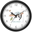 Siamese Cat Sleeping on Tree Limb - Butterfly - Cat Cartoon or Comic - JP Animal Wall Clock by WatchBuddy Timepieces (Black Frame)