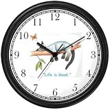Siamese Cat Sleeping on Tree Limb - Butterfly - Cat Cartoon or Comic - JP Animal Wall Clock by WatchBuddy Timepieces (Black Frame)