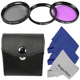 Professional UV-CPL-FLD Filter Kit for Sony Alpha NEX Series (NEX-3 NEX-5N NEX-7 NEX-F3 / 18-55mm and 55-210mm Lenses) - Includes: Ultraviolet UV, Polarizer CPL, and Fluorescent FLD Filters + Carry Case + 3 MagicFiber Microfiber Lens Cleaning Cloths
