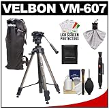 Velbon Videomate VM-607 64 Video Tripod with Fluid Panhead & Case with Cleaning Accessory Kit