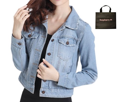 (ラズベリーパイ)RaspberryPi レディース デニム ジャケット カジュアル トップス オリジナルエコバッグセット han73rp