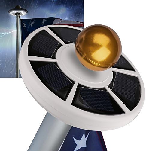 Cibo 26 LED Waterproof Solar Power Flag Pole Light Energy Saving Long-lasting Auto On/Off Flagpole Night Lighting